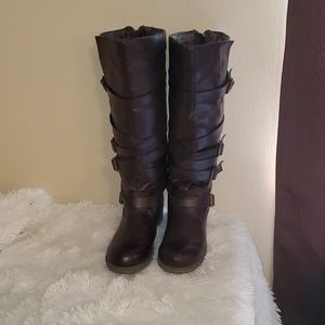 Brown knee high boots
